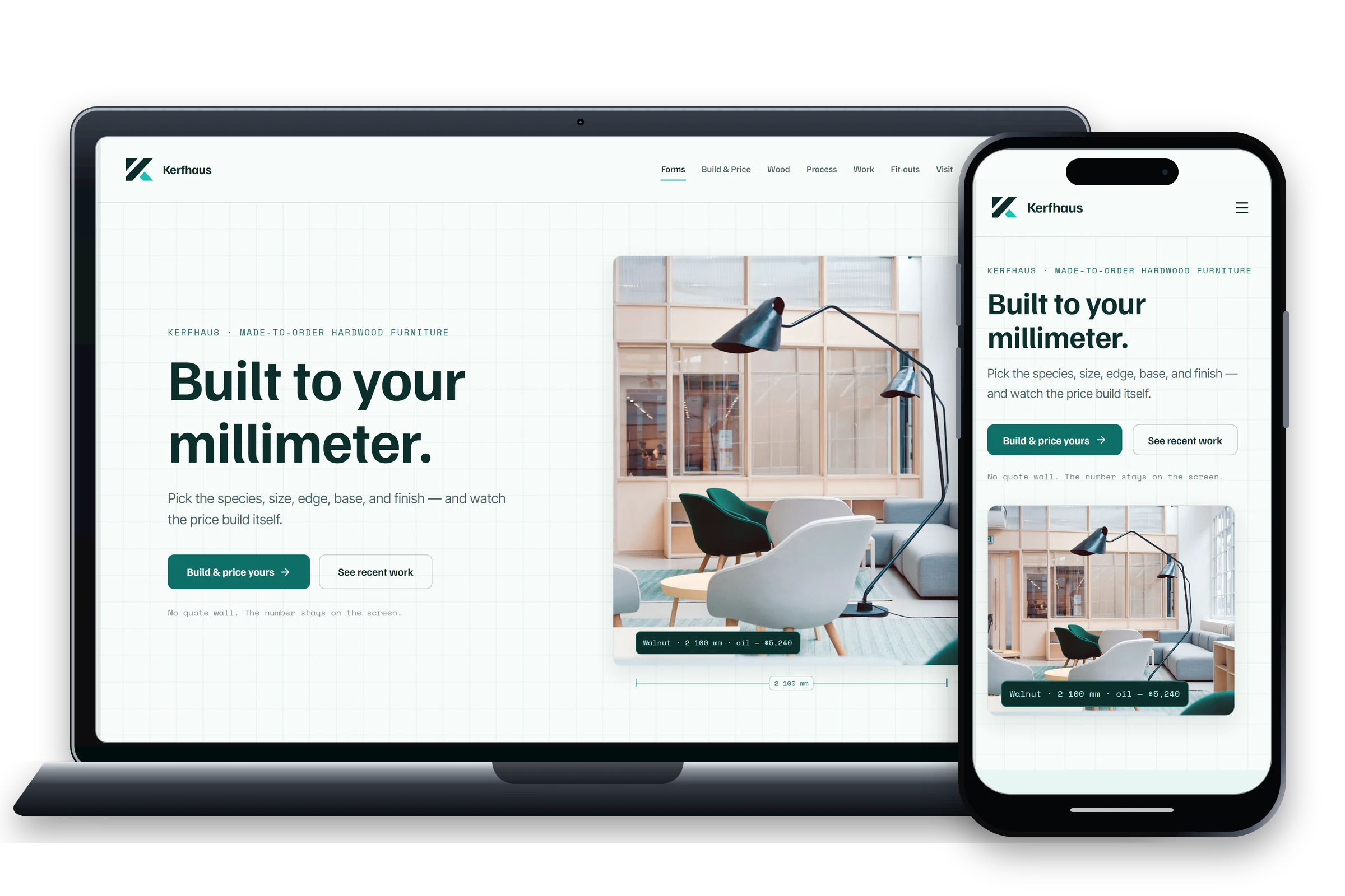 Kerfhaus website design shown on laptop and phone screens