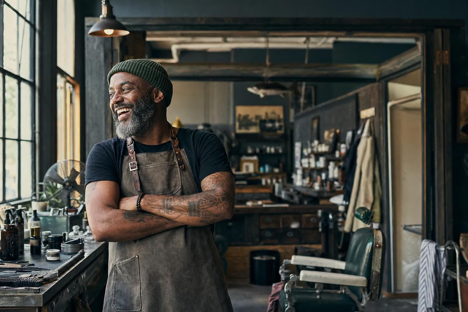 A photo of an unexpectedly vibrant, characterful take on an ordinary everyday trade or service.