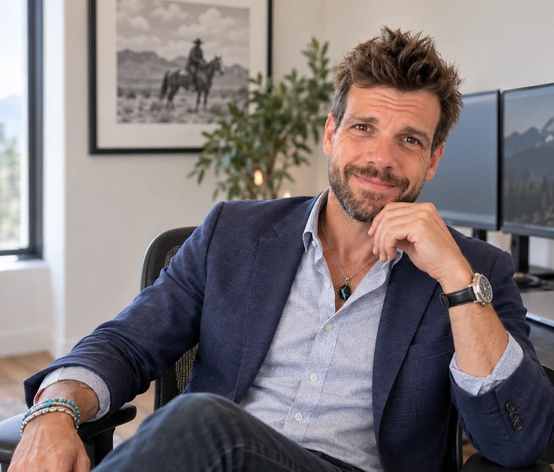 Pete Stevenson seated in his office