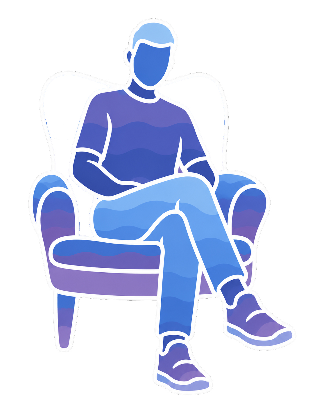 Illustration: a person sitting relaxed in an armchair
