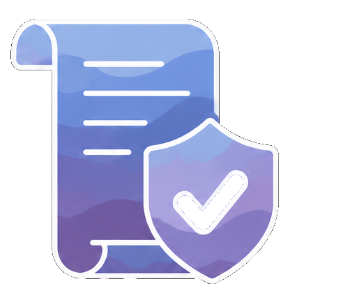 Illustration: a one-page document with a shield and check mark — the guardrail block Claude reads before it writes