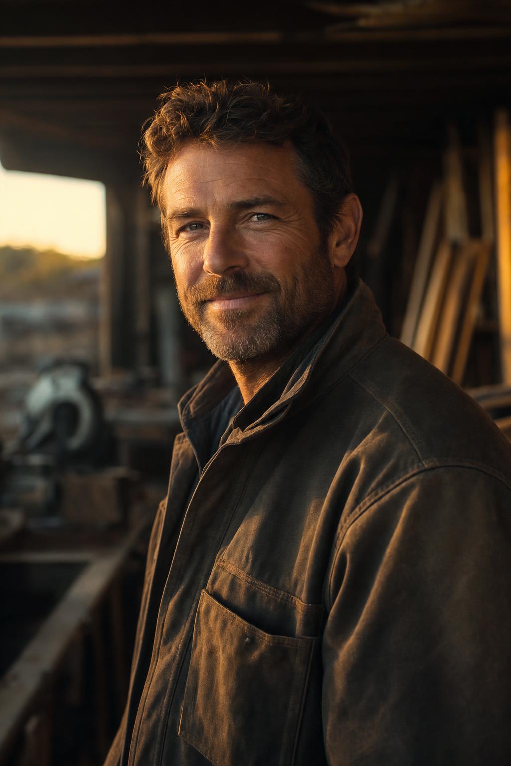Portrait of a construction company owner in his workshop