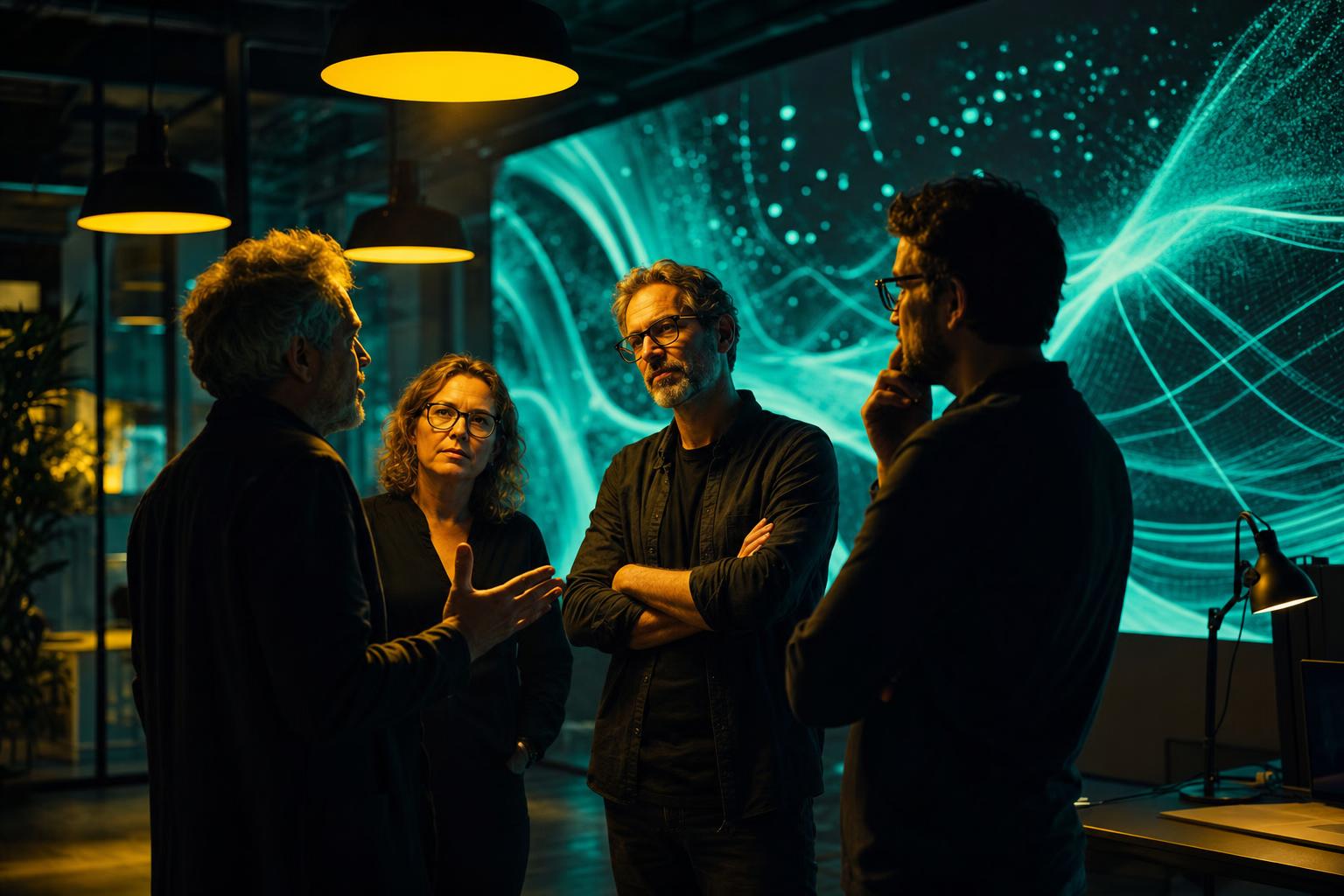 The Nuvex team collaborating in the studio