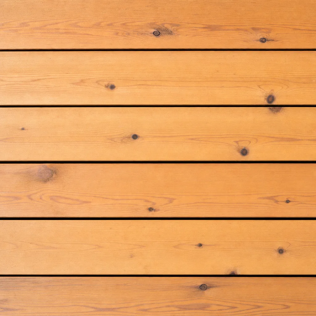 Warm cedar decking boards, clean grain