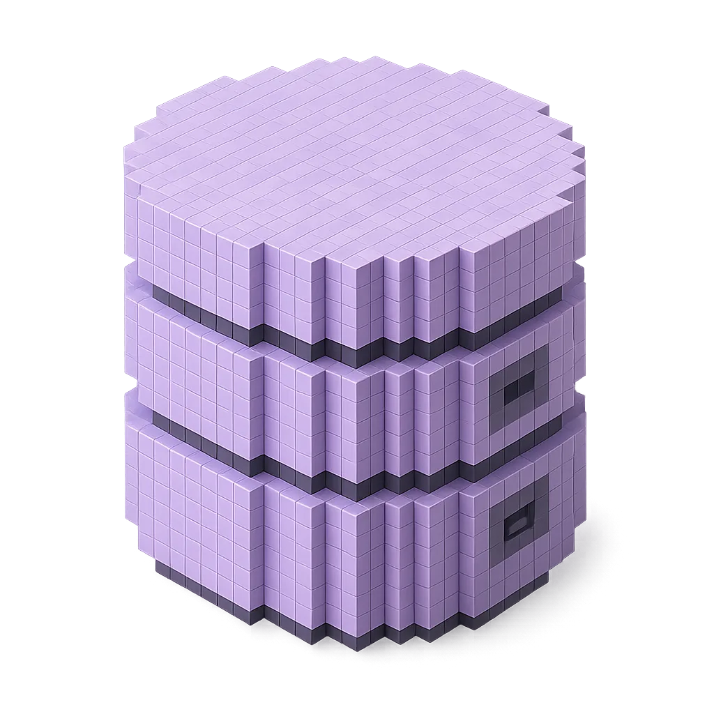 Voxel database stack of three discs
