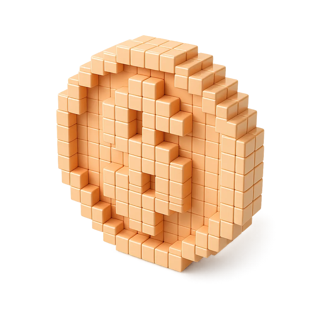 Voxel coin with a dollar mark