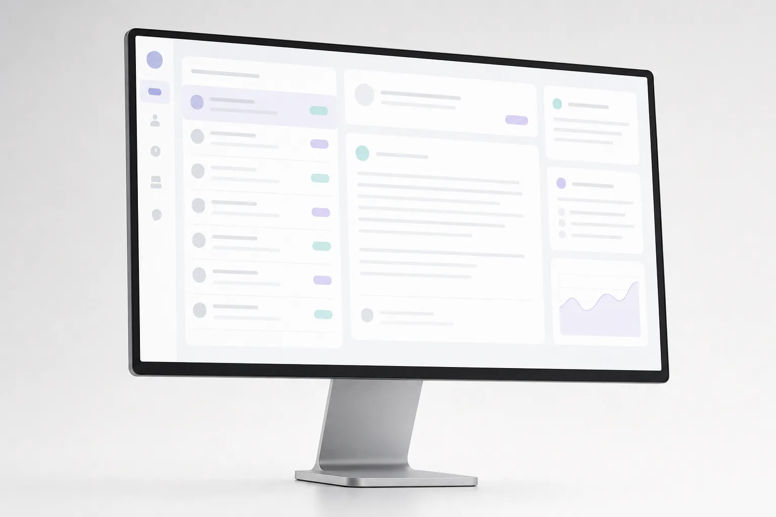 Desktop monitor mockup showing a support triage dashboard