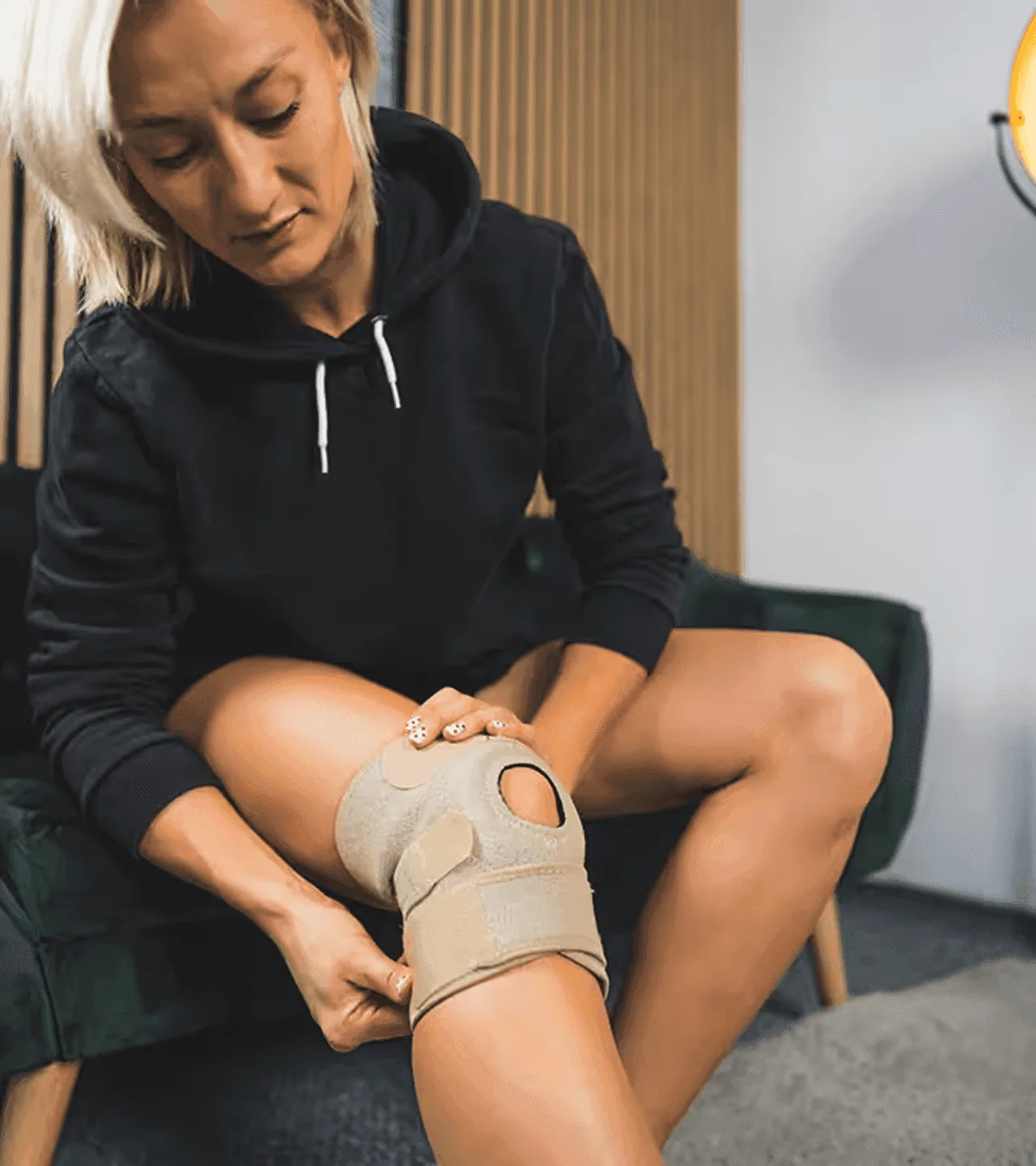 A client resting during a post-operative rehabilitation session