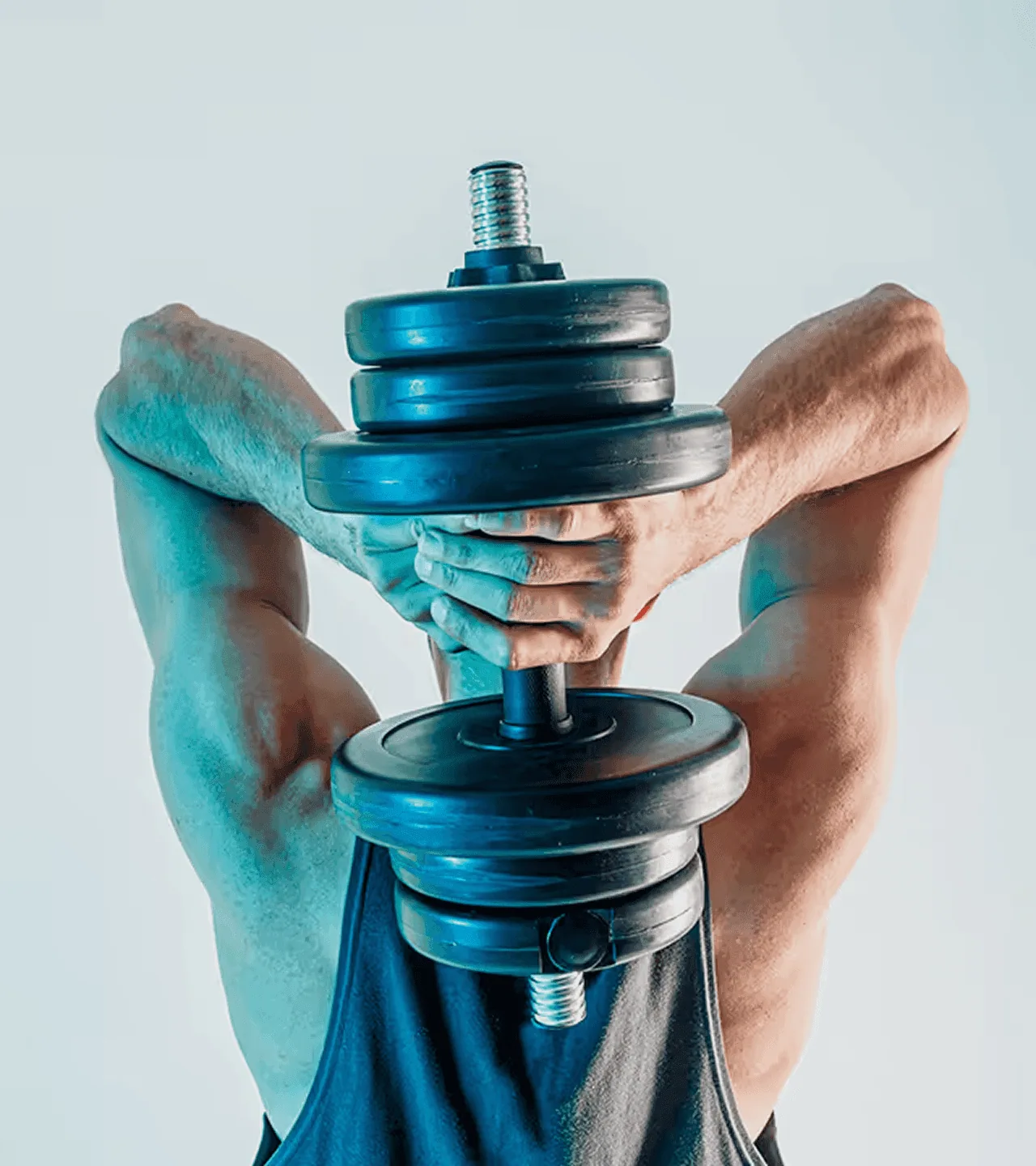 An athlete doing a guided squat with a clinician