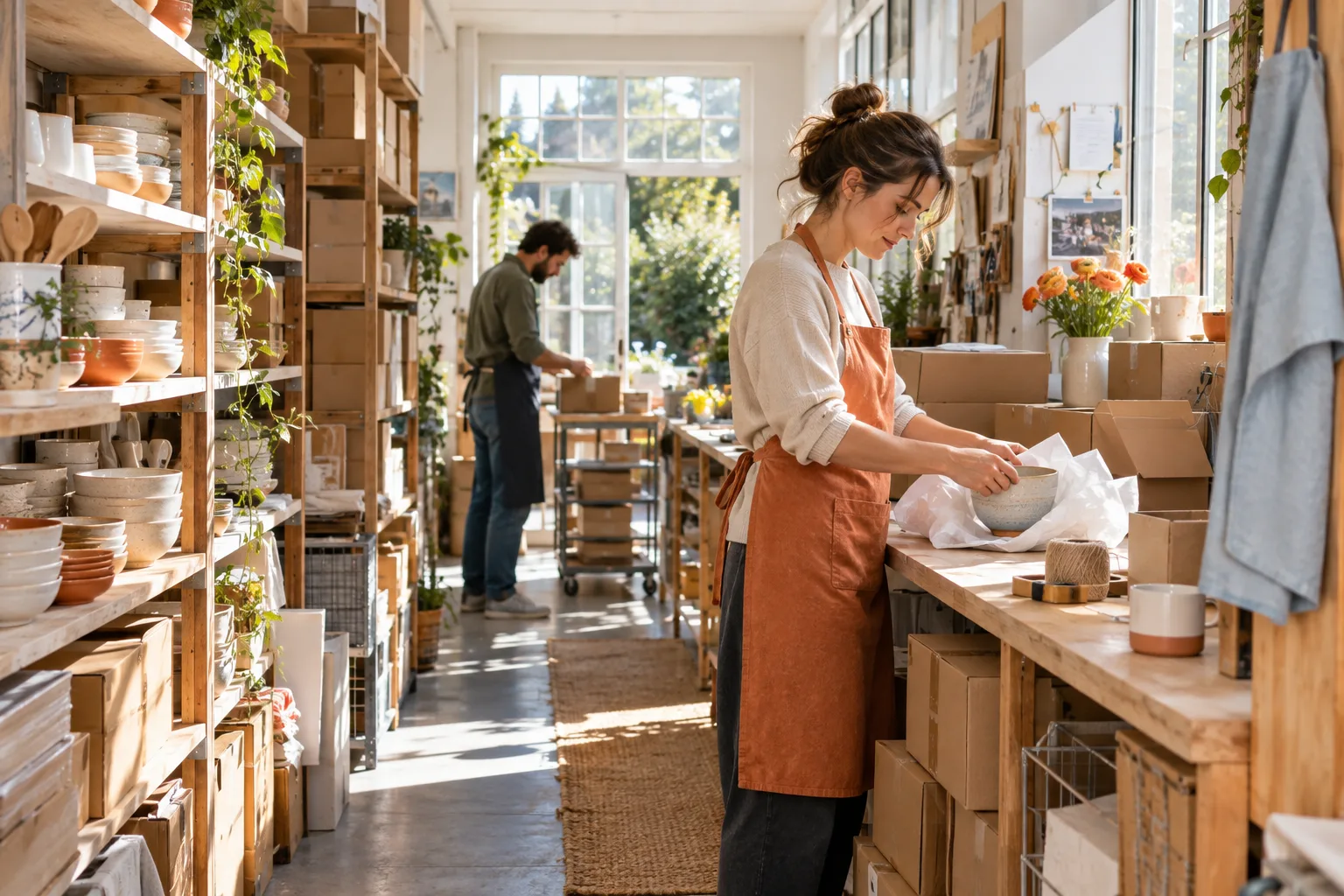 Across a marketplace: the physical work behind an online sale.