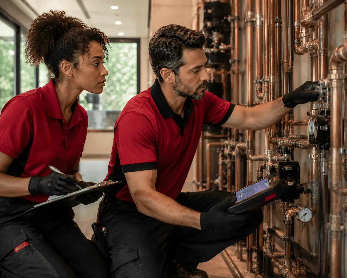 Plumber fitting a bathroom valve