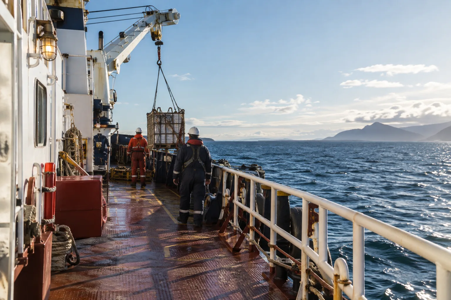 The working context on a vessel deck.