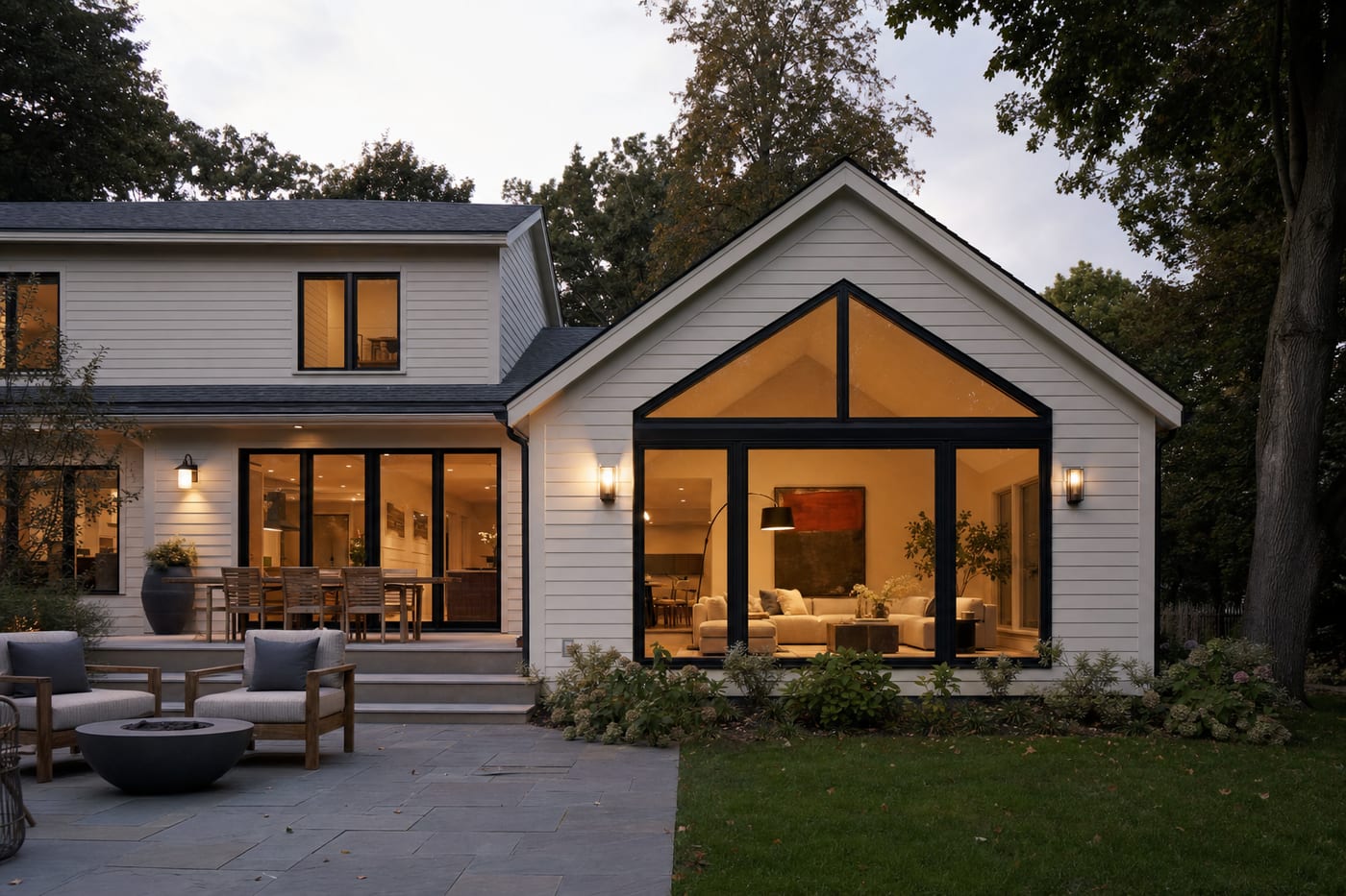 The finished gabled addition