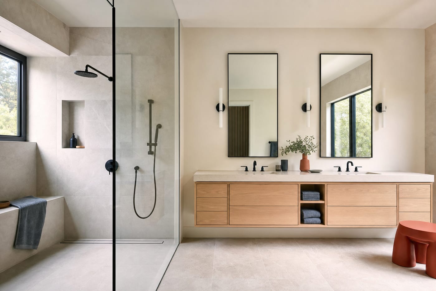 Finished bathroom after the remodel