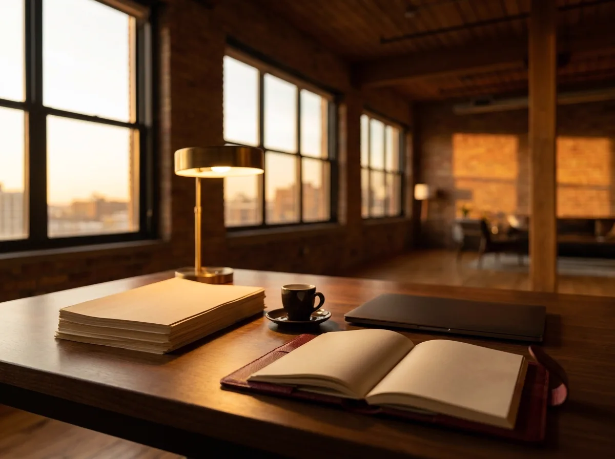 A founder's desk mid-round: documents, espresso, an early-stage office.