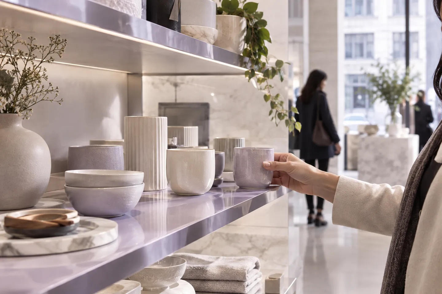 Unbranded products on a retail shelf