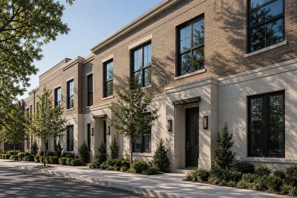 A residential building frontage.