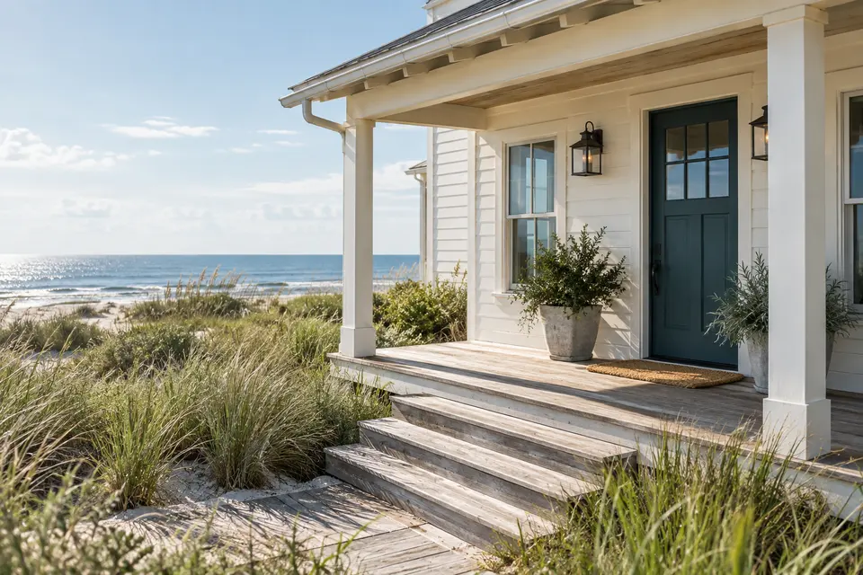 A coastal cottage entrance.