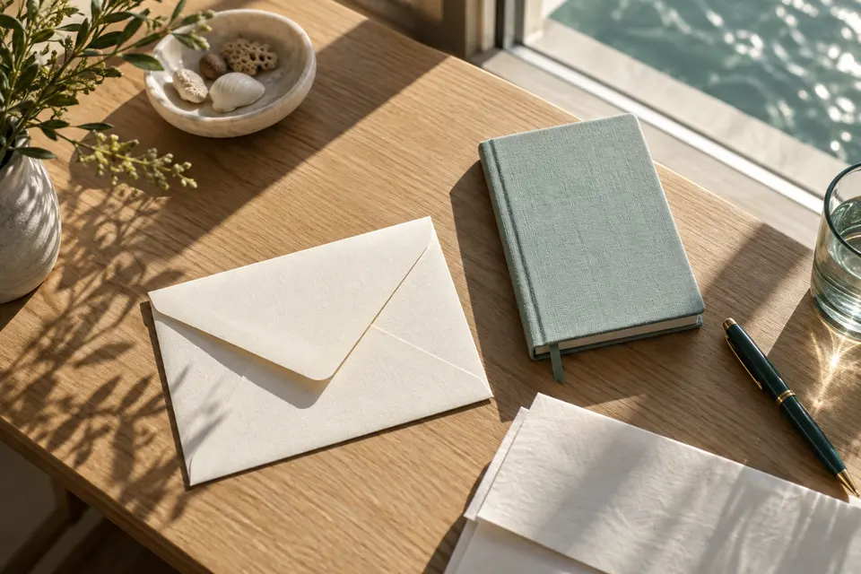 Original papers and a notebook on a desk.