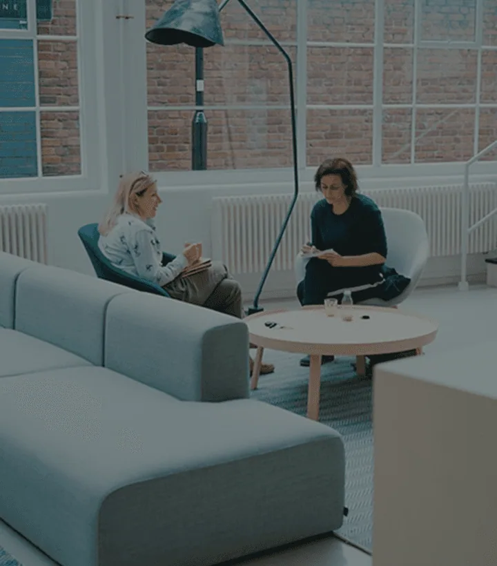 Two people in an initial legal consultation